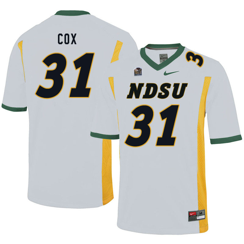 Men #31 Jasir Cox North Dakota State Bison College Football Jerseys Sale-White